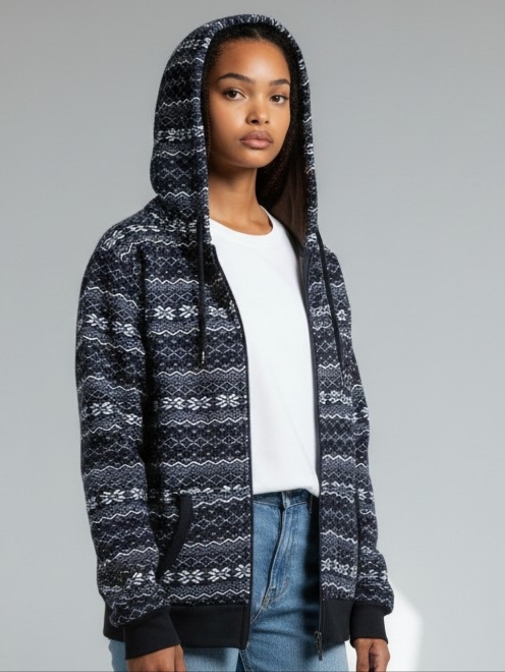 NEW! Lined Hoodie In Nordic Print 3939